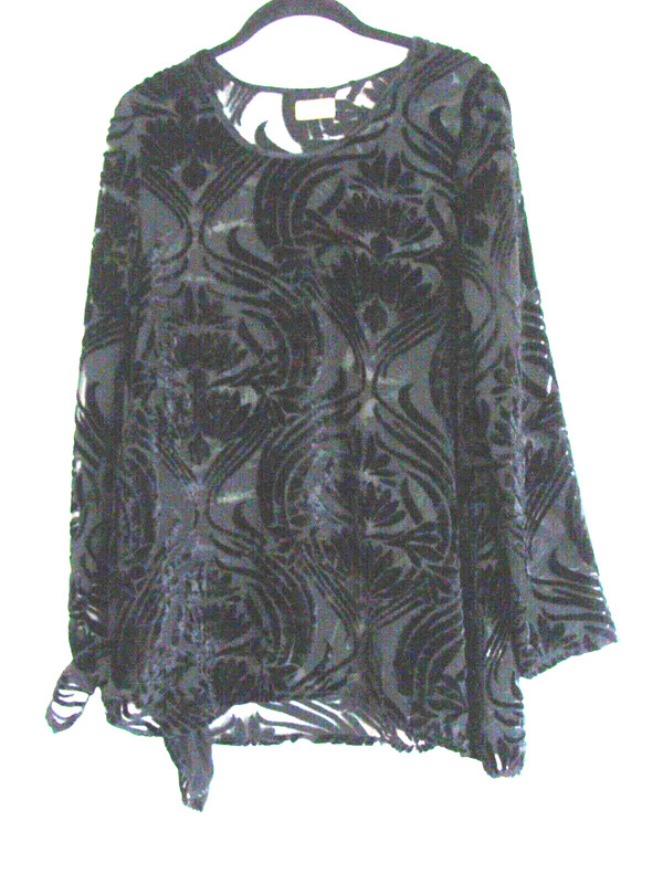 NEW TULIP  WOMEN  BLOUSE TUNIC  SIZE XS   VELVET SILK FLORAL RARE PN 109662