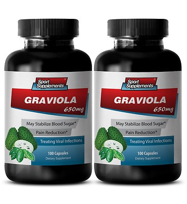 Soursop Guanabana - Graviola 650 mg - Natural Anti-Depressant, Anti-Stressor  2B