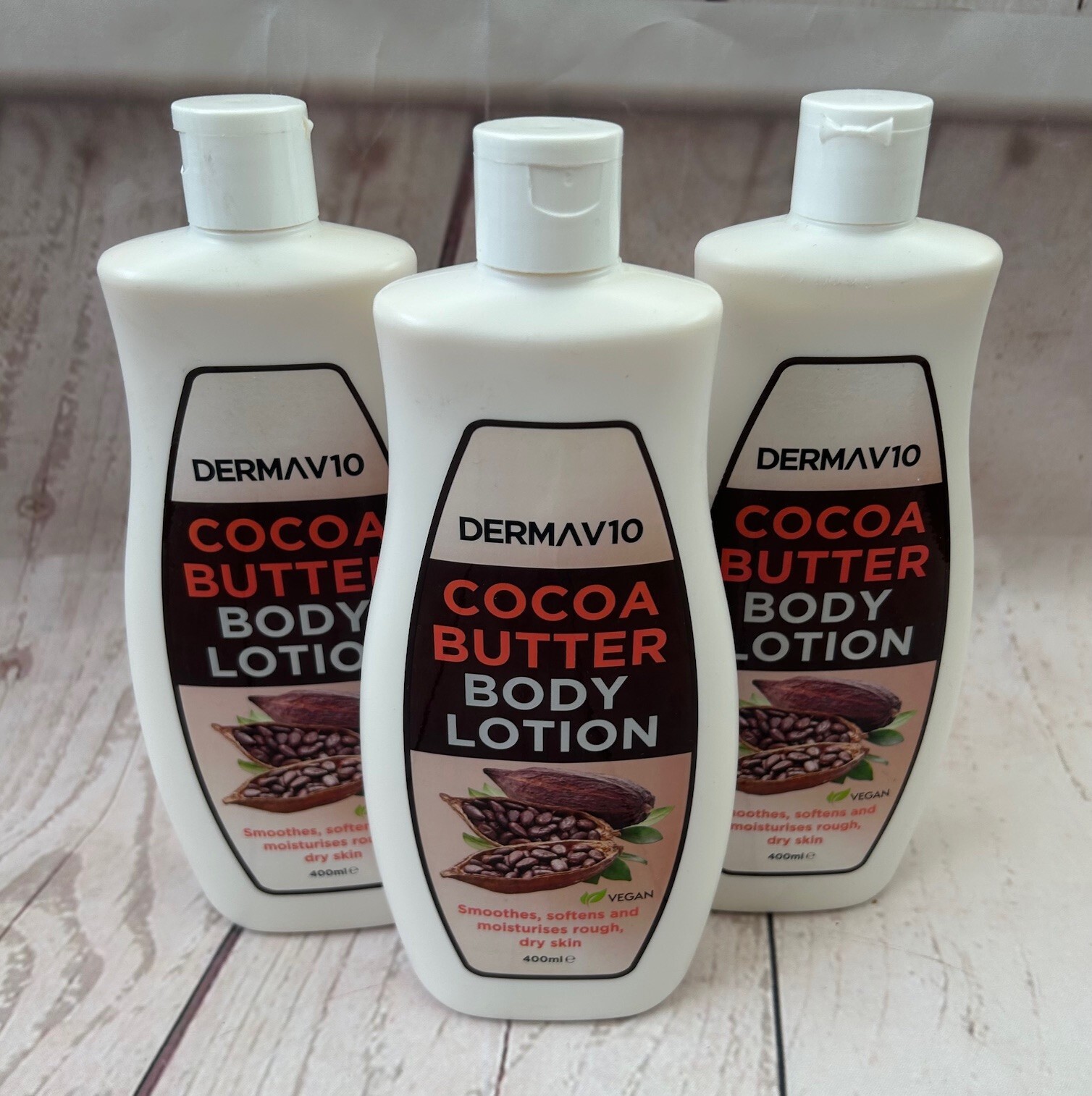 DermaV10 Cocoa Butter Body Lotion Dry skin smoothes, softens, dry skin 3x 400ml