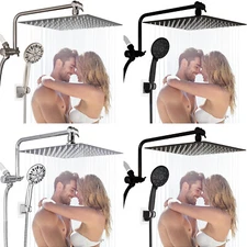12''All Metal Rainfall Shower Head,High Pressure Shower Head with Handheld Combo