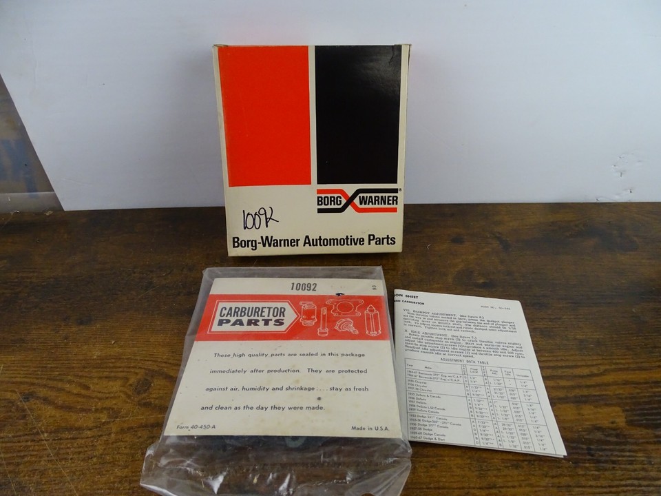 Warner Carburetor Kit 10092 A8 Sealed W/Instruction Sheet NEW OLD