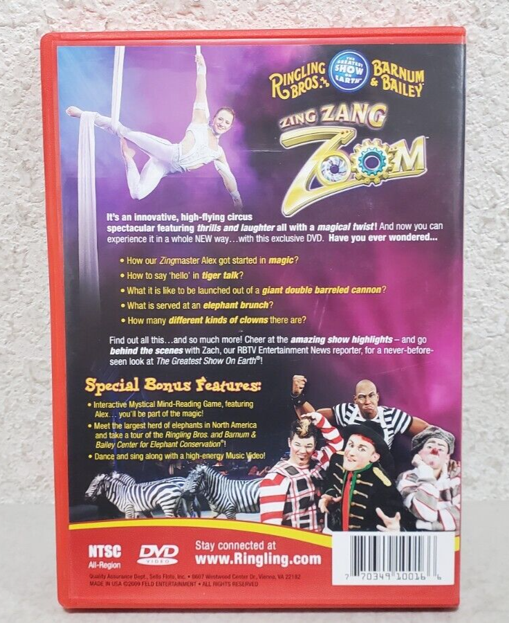 Ringling Bros. And Barnum Bailey 139th Souvenir DVD Zing Zang Zoom