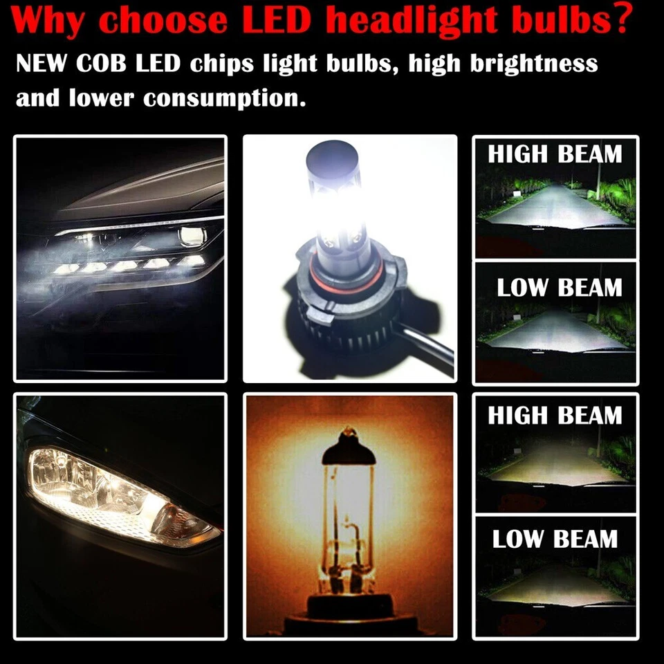 Faros LED bombilla de haz alto/bajo 6000K para camioneta GMC Sierra 1500 2500 1999-2006 Foto 4 de 4