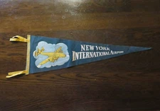 Vintage Aviation NEW YORK INTERNATIONAL AIRPORT Souvenir PENNANT 8.25X26"