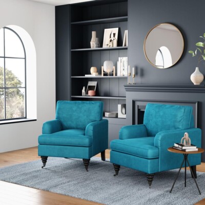 Sofa Chair Teal Velvet Accent Chair Teal Blue Velvet Armchair Foam
