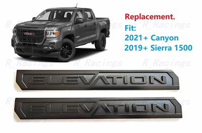 Matte Black Door Elevation Emblems 2019+ Sierra 1500 2500HD 3500HD 2021+ Canyon