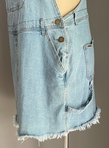 CITY CHIC Denim Overall Bib Dungaree Dress Plus Size M/18 Fray Hem Stretch Denim - Picture 6 of 11