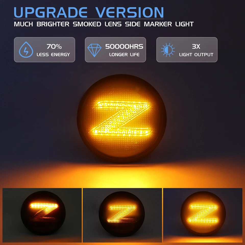 Luz de señal de giro LED lateral de humo para 03-09 Nissan 350z Z33 370Z Z34 09-20 Foto 2 de 4