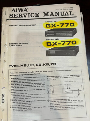 AIWA GX-770 BX-770 HB UB Repair Service Manual FROM THE USA