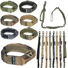 Dog Tactical Collar Handle Molle Training Leash Military K9 HOOK & LOOP sz M-XXL
