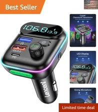 Bluetooth 5.0 FM Transmitter & Fast USB Charger for Hands-Free Car Calling