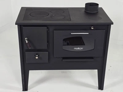Bois Brûlant Cuisinière Poêle Four avec Verre Prometey 7 Kw Fonte Haut Nar Type - Photo 1/4