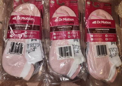 6 PAIRS NWT PINK CAT DR MOTION COMPRESSION ANKLE SOCKS 3 PKGS OF 2 PAIRS KOHLS