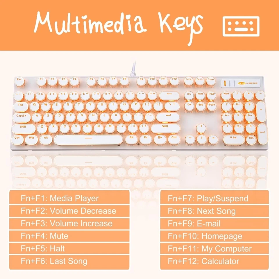 Retro Typewriter Mechanical Keyboard, Gold LED Backlit - Image 4 of 4