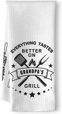 Grandpa Grill Master Kitchen Towel BBQ Hand Towel Gift for Father's Day & Birthd