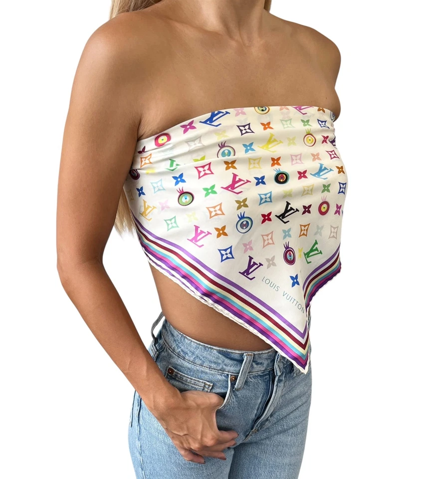 LOUIS VUITTON Vintage Eye Love Monogram Multicolor Logo Scarf Wrap Shawl - Image 2 of 4