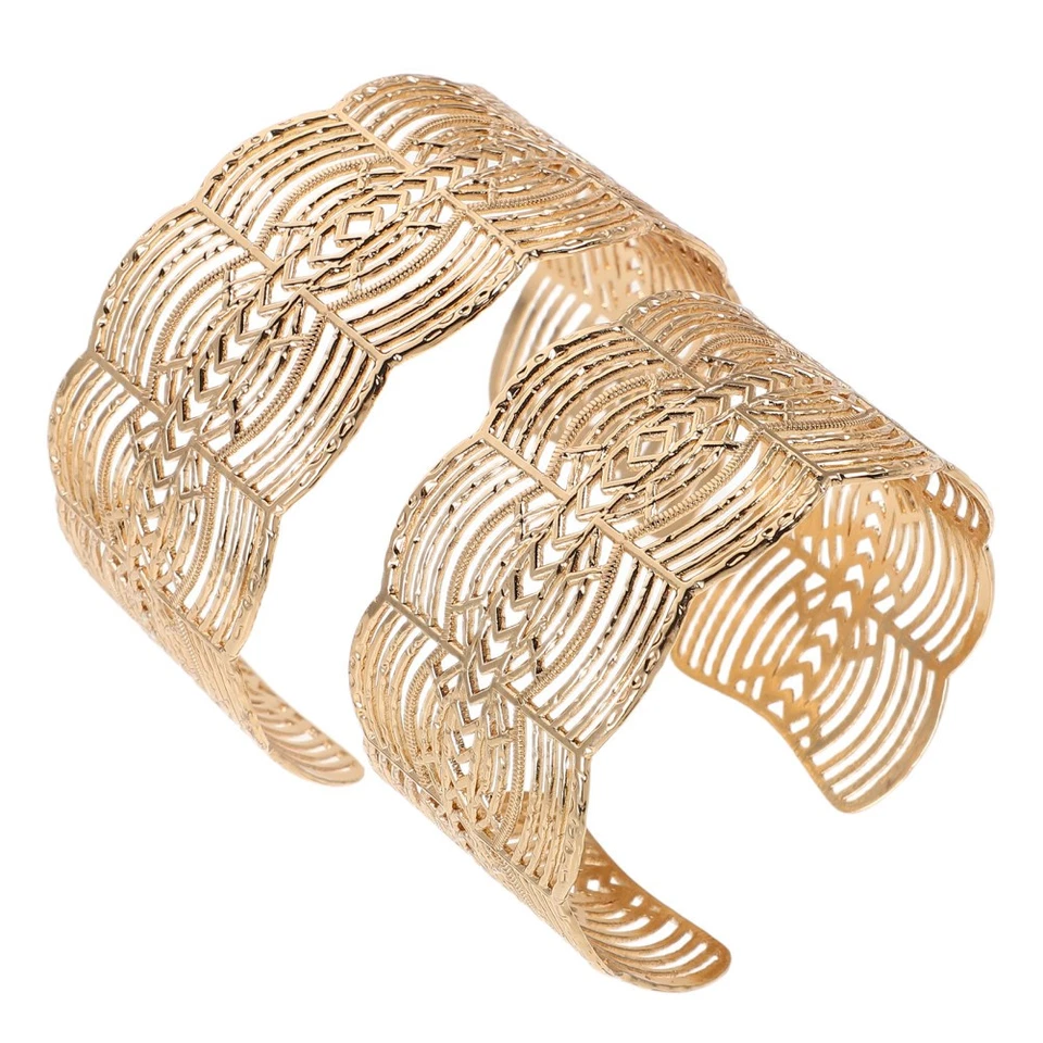  1 Paar Metall Hohl Offen Breite Manschette Armreif Armband Handgelenk Arm - Bild 4 von 4