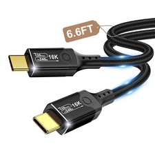 Herfair Thunderbolt 5 Cable 6.5FT, 120Gbps High Speed USB C 6.56 Feet, Black
