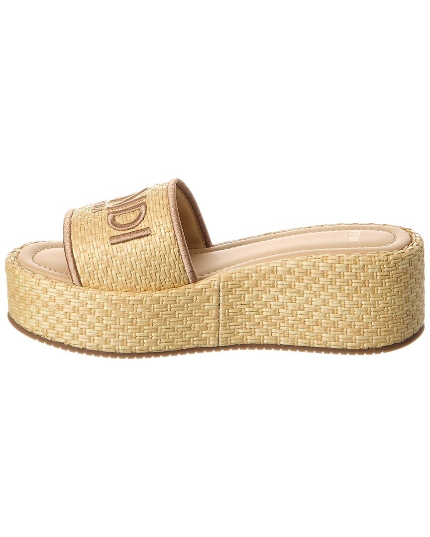 Fendi Sunshine Raffia Platform Sandal Women's Beige 39 thumbnail 2