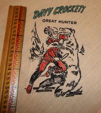 VINTAGE Chłopięcy Davy Crockett GREAT HUNTER Szalik Bandana Chusteczka WALCZĄCY NIEDŹWIEDŹ