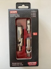 NEW ICON A123US-3 PROFESSIONAL UNIVERSAL JOINT SOCKET ADAPTER SET 1/4" 3/8" 1/2"