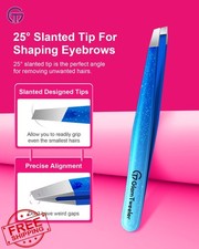Expert Slant Point Tweezer Set Sparkle Royal Blue Silver