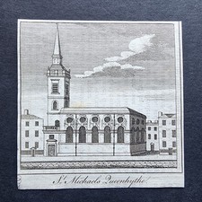 Antique 1770 print - St Michael Queenhithe Church - Thames St - City of London