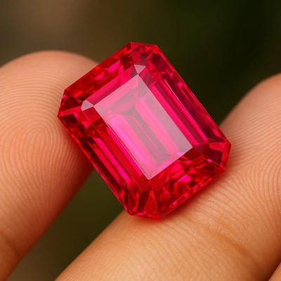 Natural Flawless Certified Red Ruby Burma Emerald Cut 10 Ct+ AAA Loose Gemstone