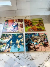 4 Vintage 1947 SIFO Frame Tray Puzzles Horses Pigs Dogs Kittens Ducks Excellent