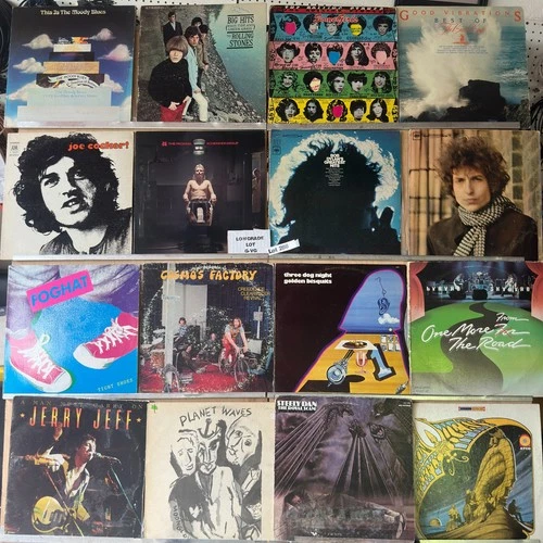 16 Lowgrade Classic Rock LP Lot Rolling Stones Bob Dylan CCR Moody Blues G+ VG