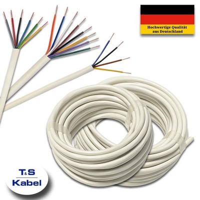 Klingelleitung YR 4X0,8/6X0,8/8x0,8 mm Signalübertragung Kling Kabel Weiß Kupfer