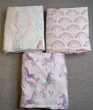 Pottery Barn Kids Set 3 Full Flat Sheets: Rainbows, Unicorns, Mermaids 100 ...