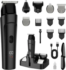Beard Trimmer for Men 13 Pieces Grooming Kit, Cordless Hair Clippers, Silver 