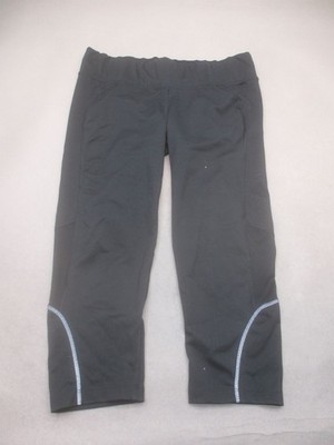Rei Size M Womens Black Compression Pull On Stretch Activewear Logo Capri 736