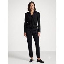 Lauren Ralph Lauren Edward Fashion Black Wool Velvet Trim Blazer Jacket Size 10