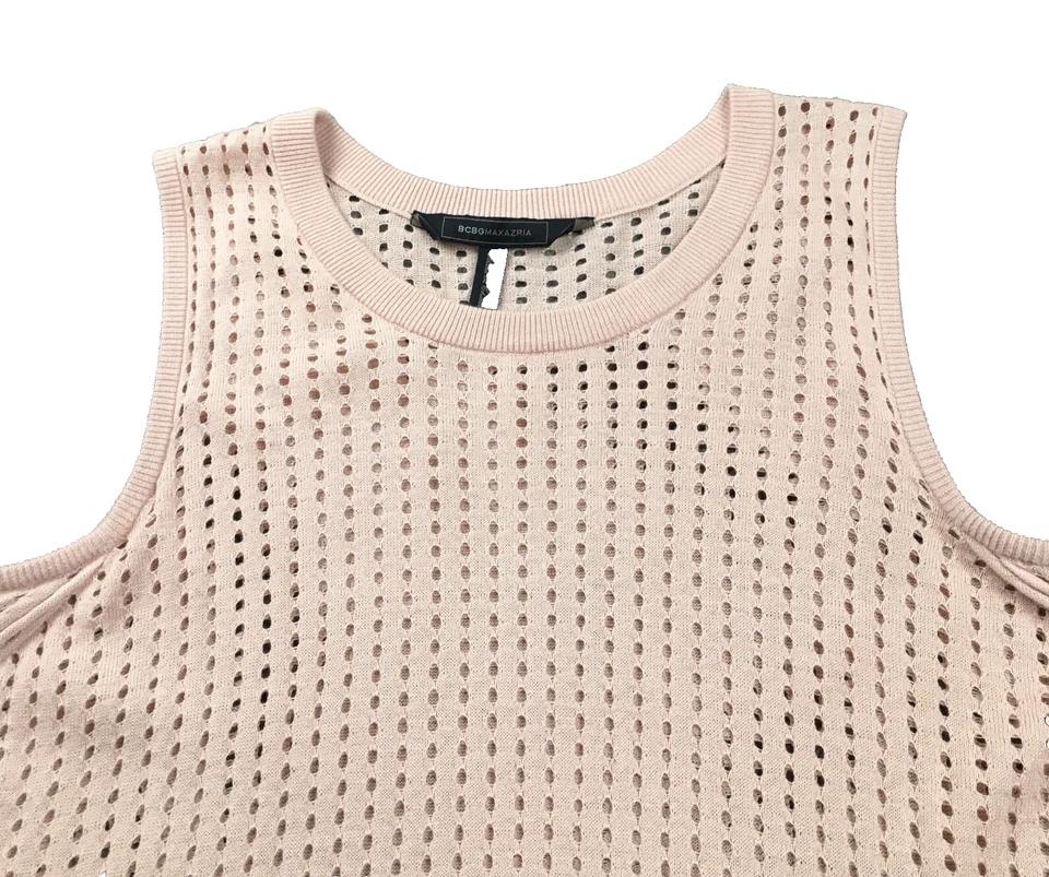 Женский свитер BCBGMaxazria размер L с розовыми петлями и расклешенными рукавами через плечо - Изображение 2 из 4