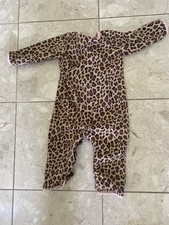 Carters Brown And Pink Leopard Print Footie Fleece Pajamas Size 12 Months