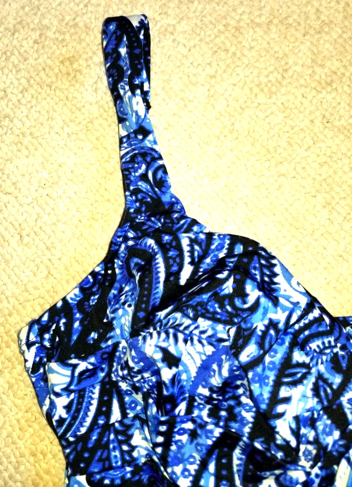 Женский купальный костюм-BADGLEY MISHKA-синий пейсли твист спереди с подкладкой танкини топ-8 - Изображение 3 из 4