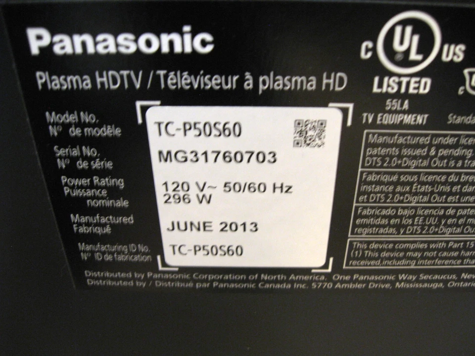 Panasonic Viera 50” Plasma TV  TC-P50S60 – Excellent Picture Remote & Stand - Image 4 of 4