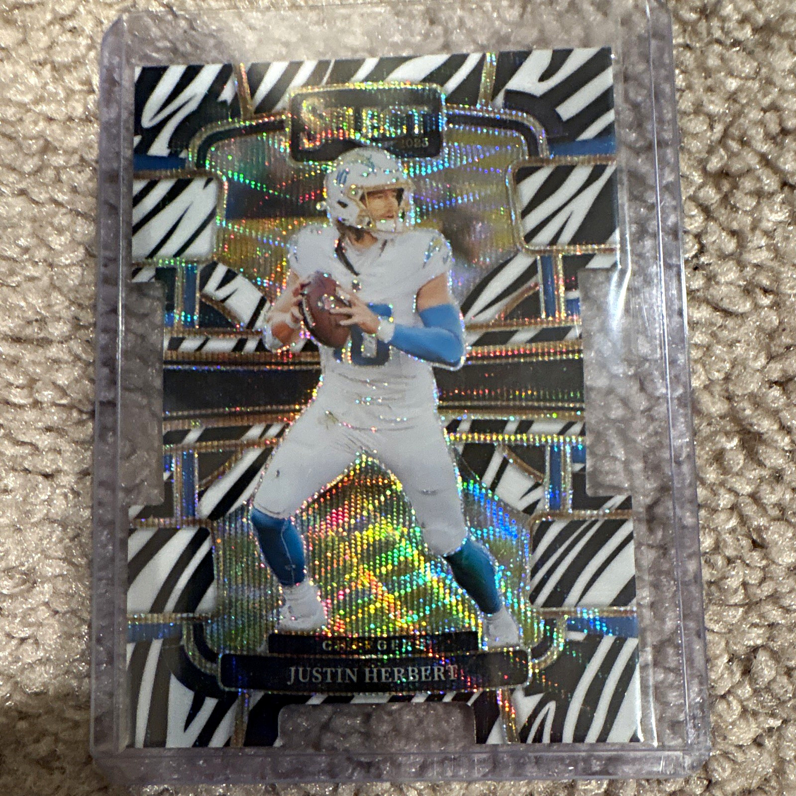 2023 Panini Select Justin Herbert Los Angeles Chargers #52 Concourse Zebra Prizm