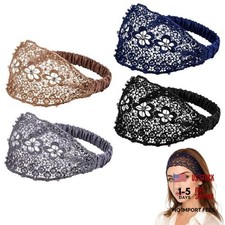 4 Pcs Wide Lace and Boho Style Headband for Women Pearl Headband - Elastic
