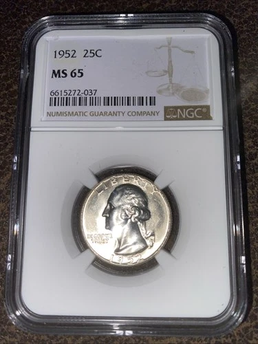 1952  Washington Silver Quarter 25c Coin MS 65 NGC