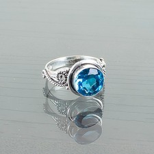 BLue Topaz Gemstone 925 Sterling Silver Ring Handmade Jewelry Ring For Gift