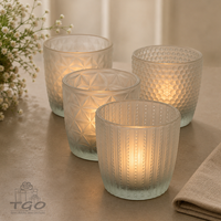 Windlicht Teelichthalter Marilu Matt Weiß Glas 7,5Cm- 4Er Set- 2001879