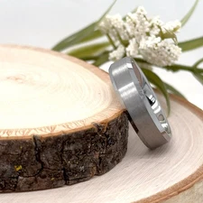 Silver Tungsten Carbide 6mm Engraved Ring Brushed Finish High Polished Edge Band