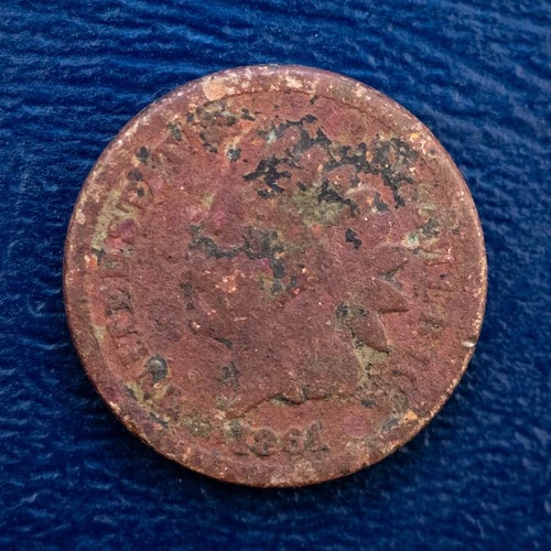 1861 Indian Head Cent, VG Details, Corroded, Semi-key Date Civil War Penny A207
