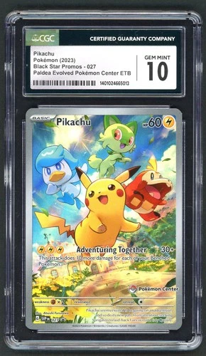 Pokemon Cards - CGC 10 Pikachu 027 - Pokemon Center Paldea Evolved ETB Promo