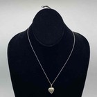 Vintage Sterling Silver 925 Heart Locket Necklace Leather Cord & Glass Earrings — photo 2