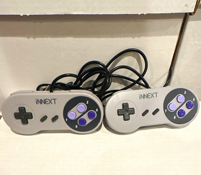 iNNEXT SNES Style USB Wired Turbo Gamepad Controllers PC/Mac Gray Purple 2-Pack
