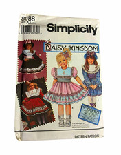 Vtg Simplicity 8088 Daisy Kingdom Girls Dress Sewing Pattern Child Sz AA 2-4